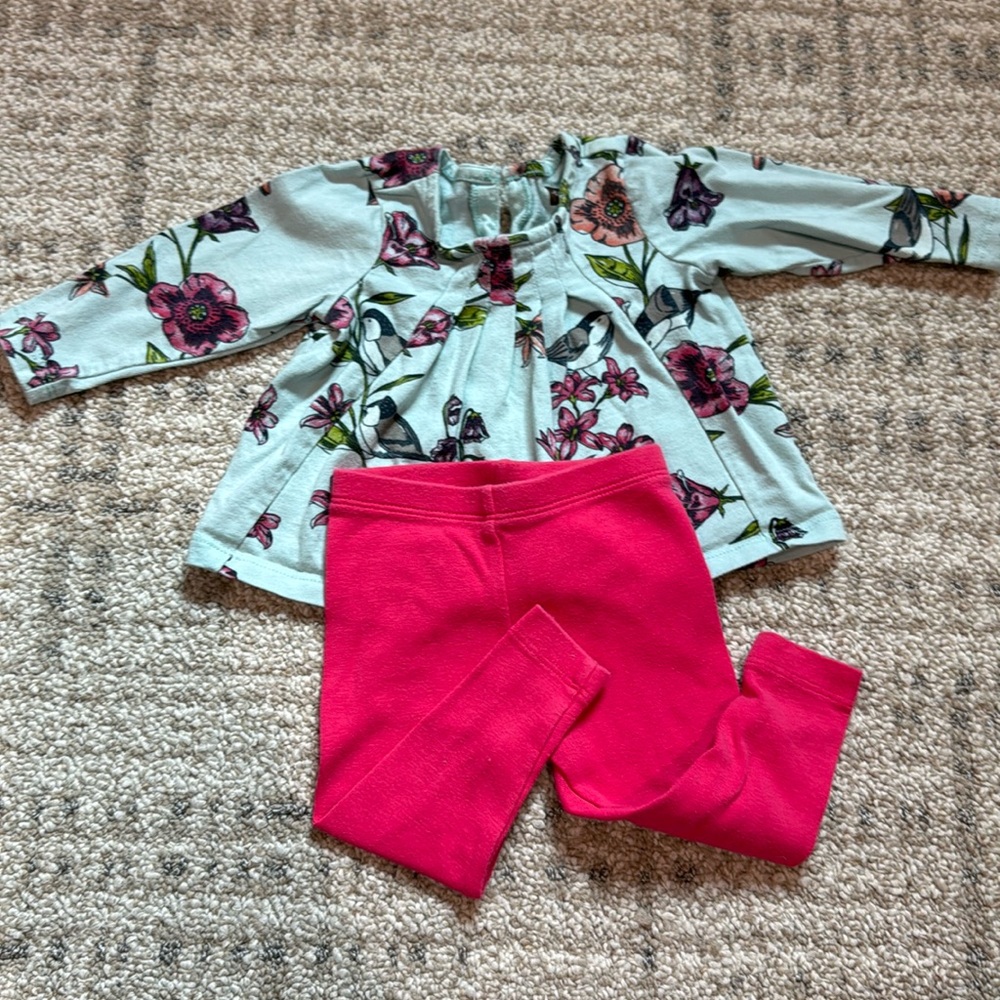 Tea Collection cotton floral baby girl tunic legging set 3-6 months